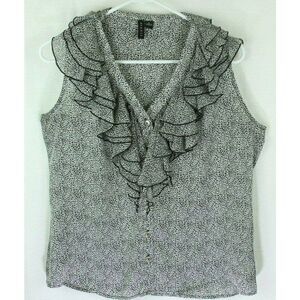 Sioni Top Leopard Print Ruffles Sleeveless Womens small